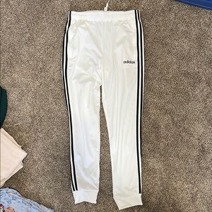 Adidas White Sweatpants with Iconic Stripes